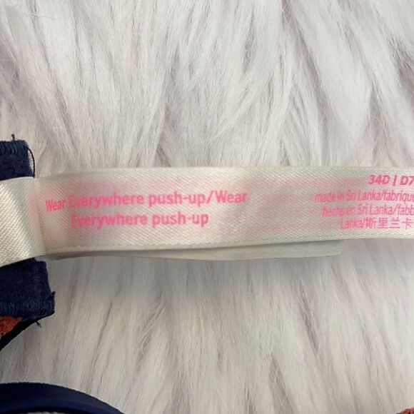 victoria’s Secret Pink Navy Floral Push Up Sz 34D - Picture 13 of 14